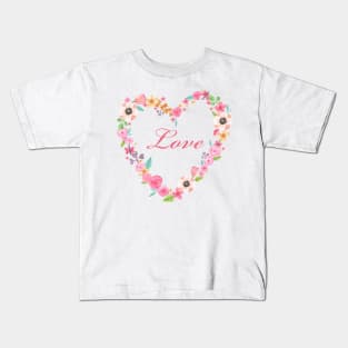 Heart love flowers Kids T-Shirt